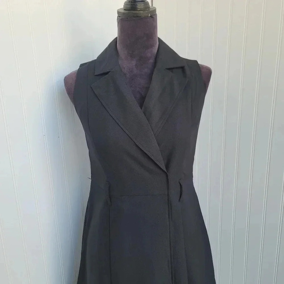 NWT $79 Banana Republic Dress Womens Black Faux Wrap Up Collared Work Petite 2P - Picture 9 of 13